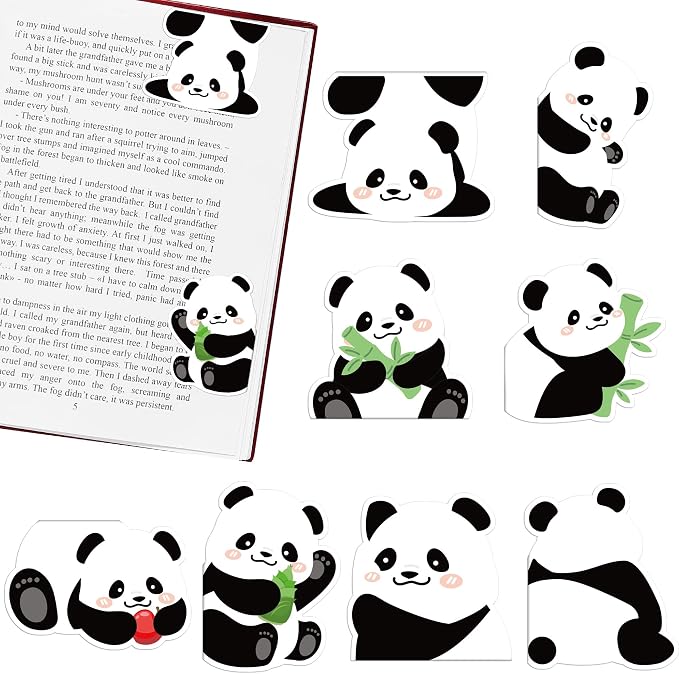 Panda Magnetic Bookmarks Gifts - 8 Pcs Cute Animals Bookmark for Women Pandas Bear Lovers Students Funny Page Clips Office Reading Accessories Bookworms Gift for Birthday Christmas