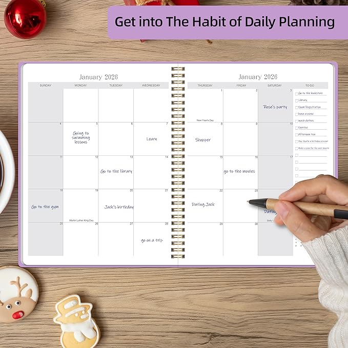 2026-2027 Monthly Planner, Jan 2026-June 2027, A4 (8.5" x 11"), 2 Year Monthly Planner, 24 month Calendar, Simple Calendar Planner Notebook Cardboard Cover, Suitable for Schools & Offices,Purple