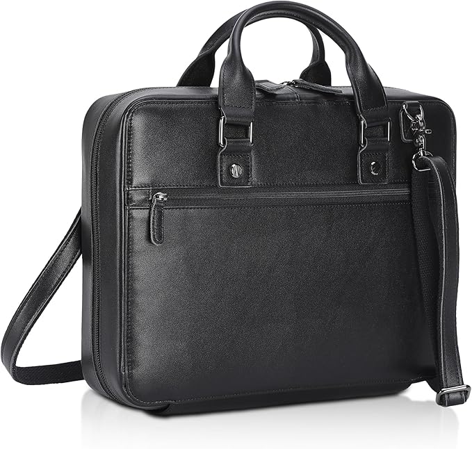 Polare Napa Leather Bible Cover Bag with Handle & Strap, Large Bible Carrying Case Organizer for Church Bible Study, Premium Christian Gift for Men and Women (Black)