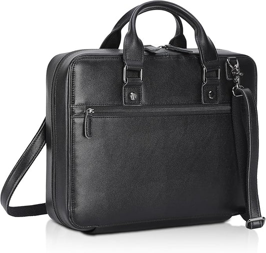 Polare Napa Leather Bible Cover Bag with Handle & Strap, Large Bible Carrying Case Organizer for Church Bible Study, Premium Christian Gift for Men and Women (Black)