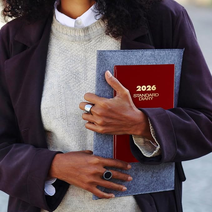 AT-A-GLANCE 2026 Diary, Daily, Standard Diary & Address Notebook, 7-3/4" x 12", Large, Hardcover, Red (SD3771326)
