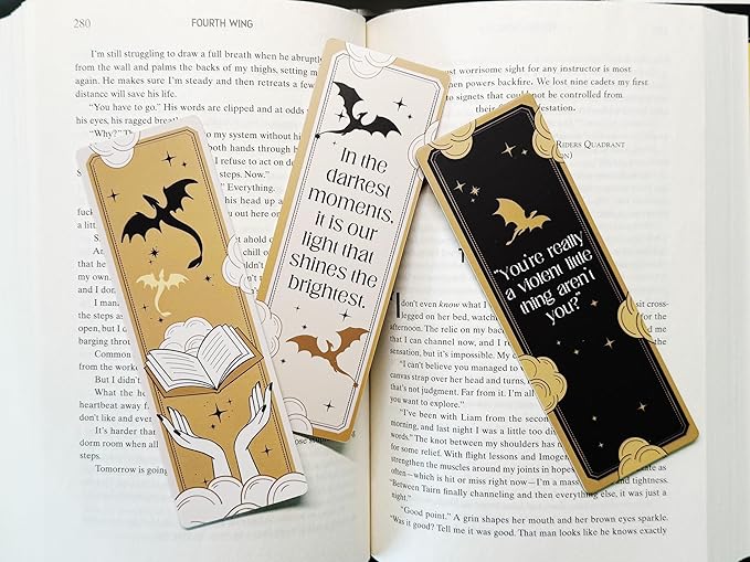 TwoDays 10Pcs Dragon Wing Inspired Bookmarks for Book Lovers, Fantasy Bookmark, Romantasy Romance Merch, Bookish Gifts Book Accessories for Reading Women