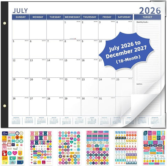 Ospelelf Bule Calendar 2026-2027 Large 22'' x 17'' Monthly Calendar Planner, 18 Month Deskpad Calendar for Seniors, Office, Family, Use July 2026 - Dec 2027