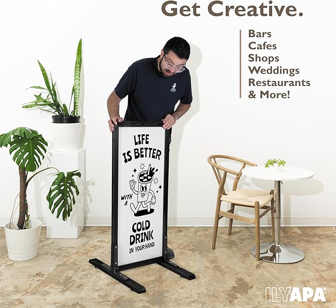 Ilyapa Large Whiteboard Sign - Free Standing Magnetic Sidewalk Sign - Outdoor Menu for Restaurant, Food Truck, Party, or Wedding - 42x18 Inch - Black