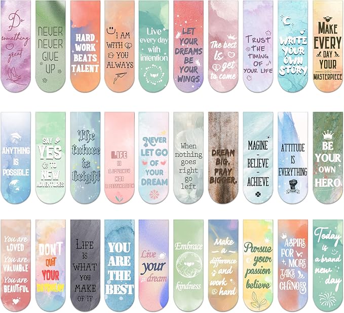 Magnetic 30PCS Cute Magnet Bookmark Clips for Women, Men, Kids & Teachers - Graduation Inspirational Bookmarks