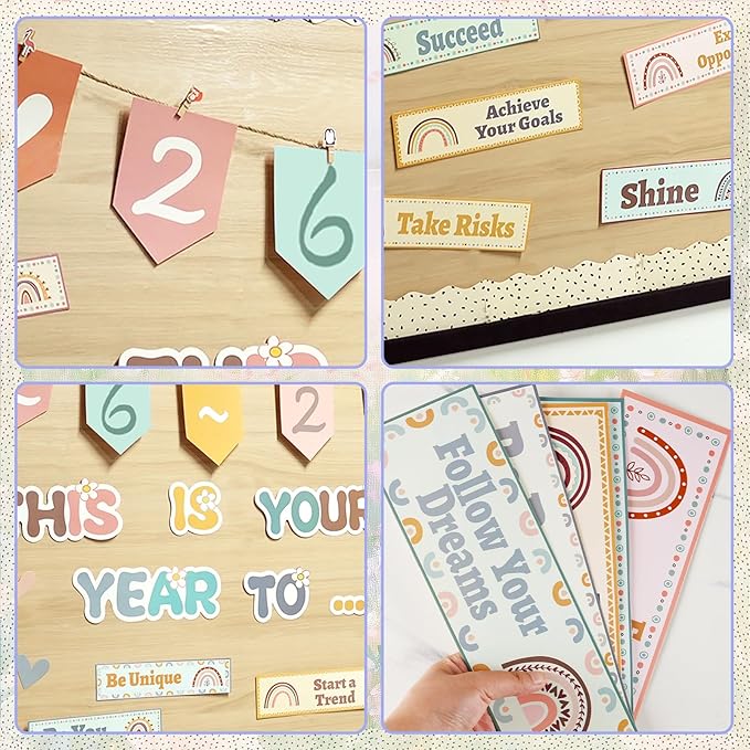 Boho Classroom Bulletin Board Decorations, This is Your Year to Bulletin Board Sets, Growth Mindset Positive Affirmations Wall Decor for Teacher Welcome Back to School Classroom Door Wall Decors