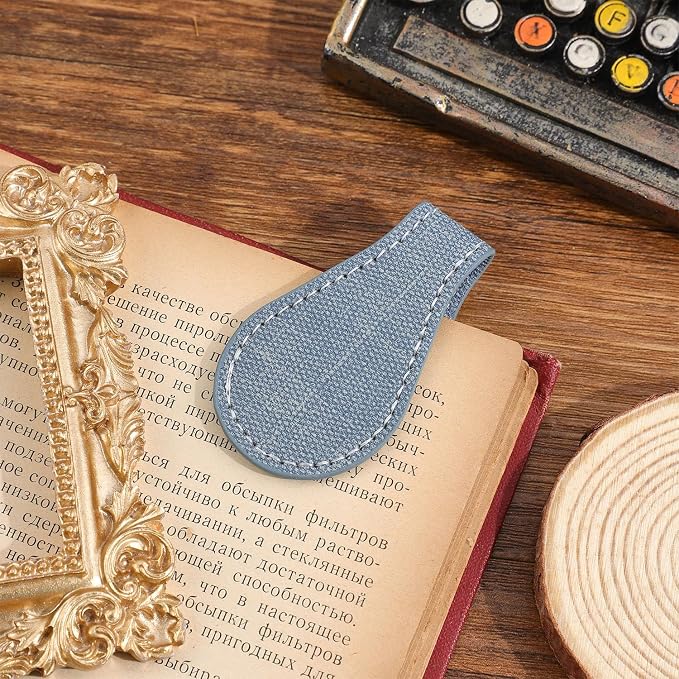 3PCS Vintage Magnetic Leather Bookmark, Leather Magnetic Bookmarks for Women, Magnetic PU Bookmarks Clip Book Accessories, Denim Pattern