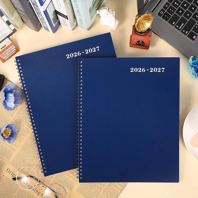 2026-2027 Monthly Planner - JUL 2026 - DEC 2027, 2026-2027 Planner, 18 Monthly Planner with Tabs & Pocket & Label, Contacts and Passwords, 9" x 11", Thick Paper, Navy