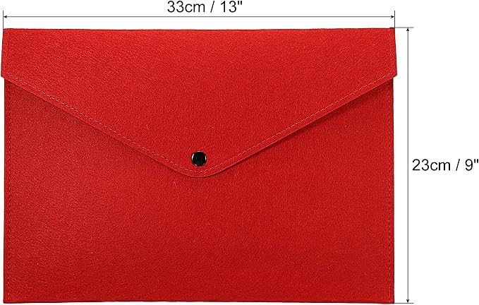 PATIKIL File Bag Felt Folder 2 Pack A4 Envelope Document Storage Pouch Organizer for Office Business, Red
