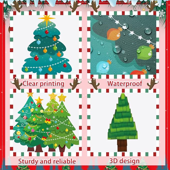 Containlol 65 Pcs DIY Christmas Tree Bulletin Board Set Christmas Classroom Bulletin Board Decorations 3D Xmas Tree Cutouts DIY Crafts Set for Winter Xmas Holiday Birthday School Home Wall Door Decor