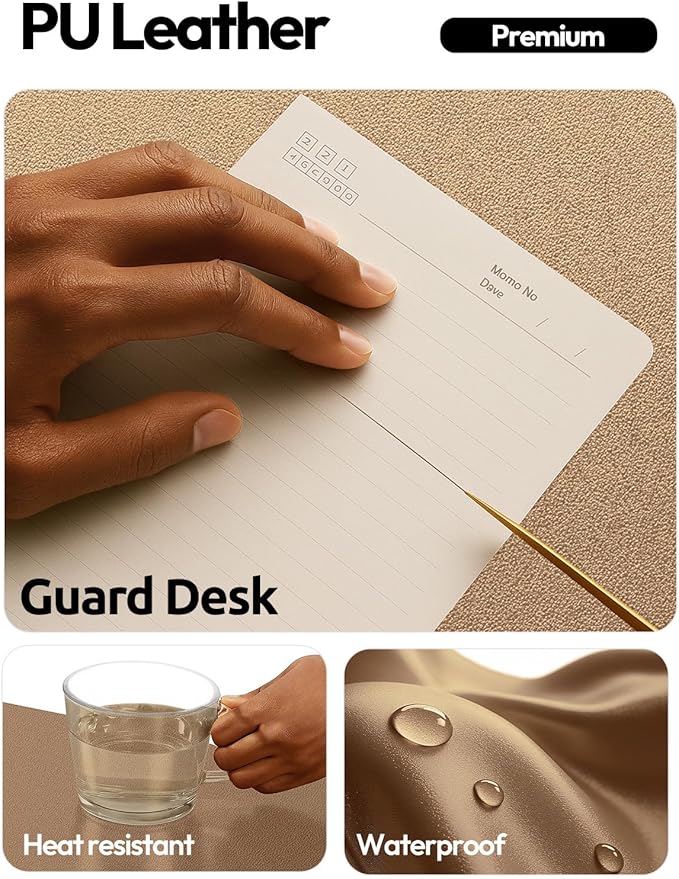YSAGi Leather Desk Protector, Office Mat, Large Mouse Mat, Non-Slip PU Leather Blotter, Laptop Desk Mat, Waterproof Writing Pad for Office and Home(Shiny Bronze, 63" x 24")