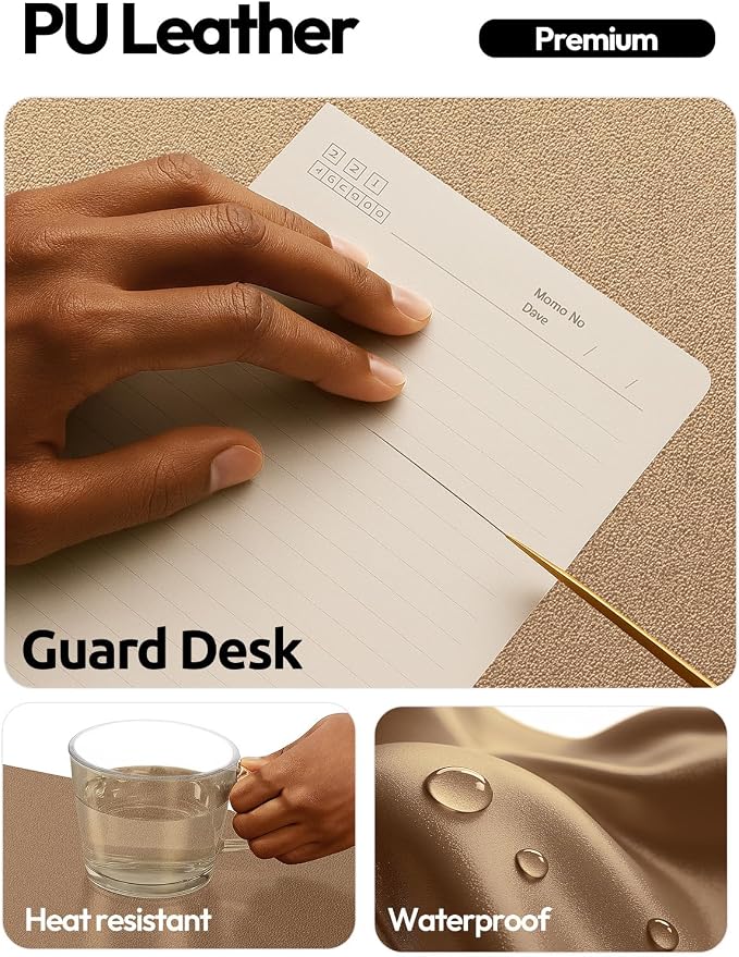 YSAGi Leather Desk Protector, Office Mat, Large Mouse Mat, Non-Slip PU Leather Blotter, Laptop Desk Mat, Waterproof Writing Pad for Office and Home(Shiny Bronze, 42" x 17.2")
