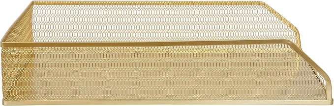 Martha Stewart Ryder 2 Pack Gold Mesh Metal Paper Letter Inbox Tray Desktop Organizer