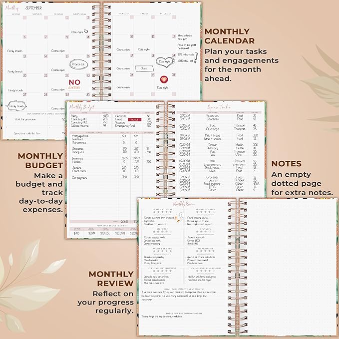 PLANBERRY Large Hourly Schedule Planner Premium – Undated Organizer for Productivity, Time Management & Budget, 8x10.4″ (African Terracotta)