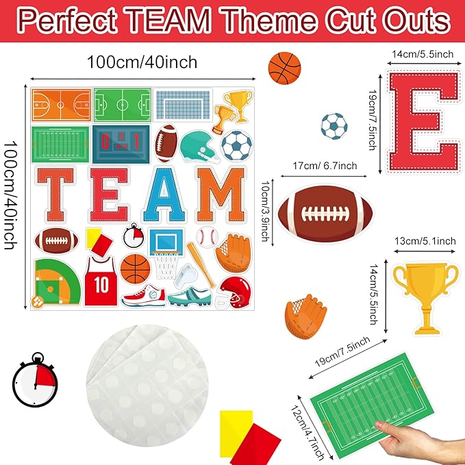 Sports Cutouts Sport Balls Paper Classroom Bulletin Board Decorations Sports Themed Birthday Party Supplies for Toddler Kids Students Classroom