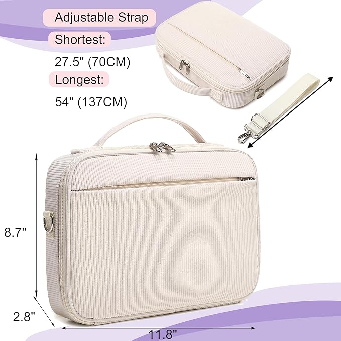 Jumpopack Corduroy Bible Cover Case for Women Grils Bible Cover with Shoulder Strap Bible Case for Bible Study Accessories,Corduroy Beige