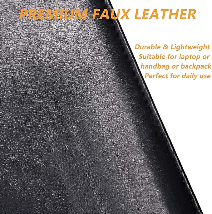 Leather Portfolio Folder Padfolio, Business Padfolio Organizer Document Planner Portfolio Binder Storage Pocket for Legal Pad Holder Paperwork Phone Men Women (Black)