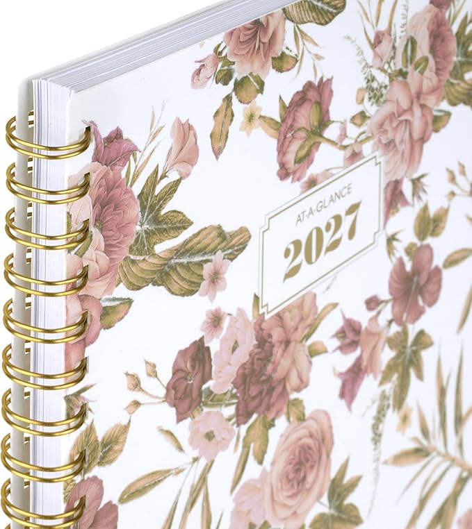 AT-A-GLANCE 2027 Planner, Weekly & Monthly, 13-Month Jan-Jan, 8.5" x 11", Badge, Floral (1842F-905-27)
