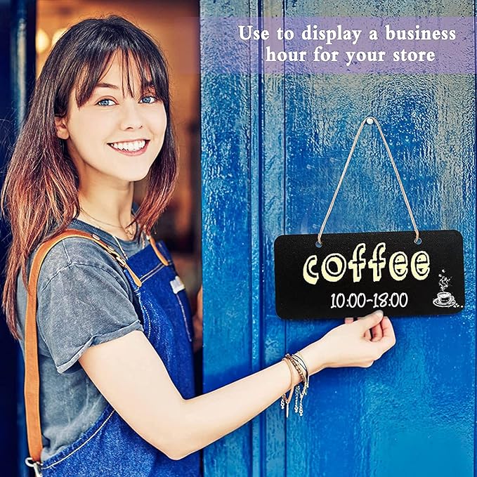 12 Rectangular Chalkboard Signs, Hanging Signs for Office, Welcome & Message Boards, 7x3 Inch Blanks