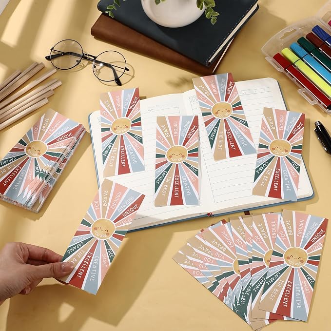 TaoBary 100 Pcs Inspirational Bookmarks Bulk Back to School Gifts Paper Positive Motivational Encouraging Affirmation Card from Teacher Classroom