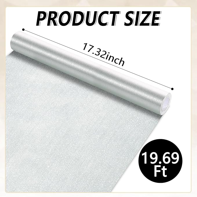 Qyeahkj 17in x 20ft Brushed Bulletin Board Paper Roll Bulletin Board Background Paper Fade Resistant Classroom Decoration Poster Art Craft Home Wall Education Decor Supplies Silver