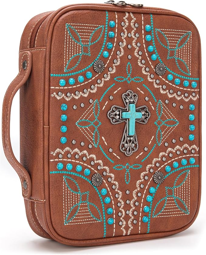 Montana West Western Style Embroidered Bible Covers for Women Men Book Carrying Case Church Bag Outdoor Bible Protective