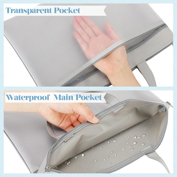 PerKoop 4 Pcs 11x13.7 Inch Mesh Zipper Pouch with Handle, Waterproof Student Book Pouch Bags, Large Classroom File Organizers, A4 Foldable Document Storage Bag for School Office Supplies, 4 Colors