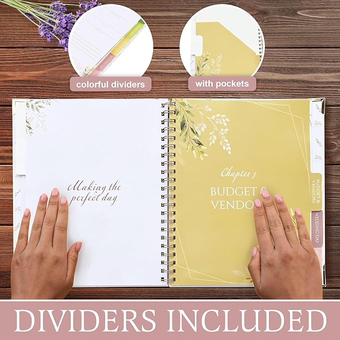 Wedding Planner Book And Organizer for Bride - Floral Design, Wedding Planning Journal with Countdown Calendar, Checklists, Budget & Timeline, Portable Planner Notebook