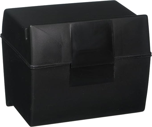 Oxford 01461 4" X 6" Black Plastic Index Card Flip Top File Box