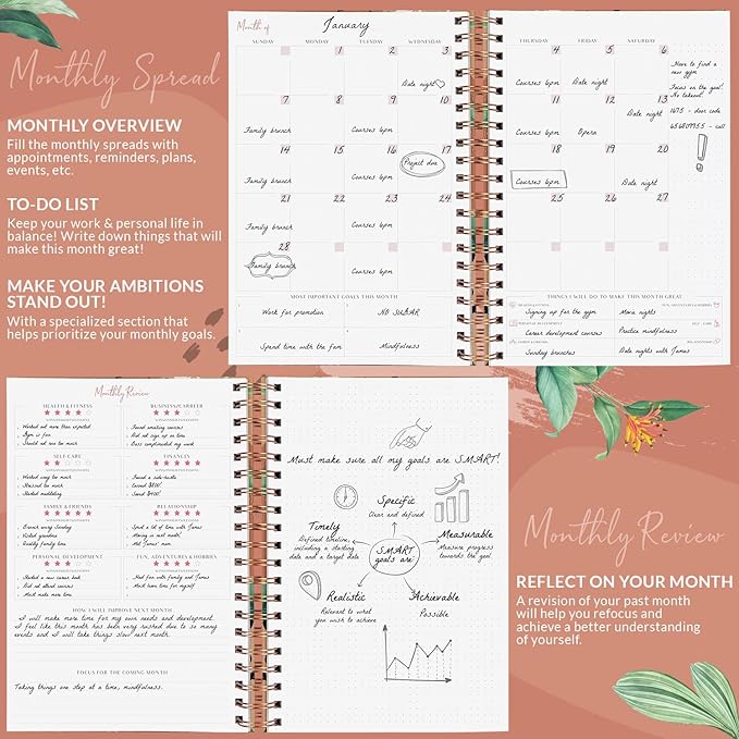 PLANBERRY Large Weekly Planner Premium – Undated Life & Budget Planner – Organizer & Productivity Journal, 8x10.4″ (African Terracotta)