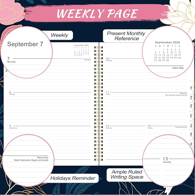 Planner 2026-2027 - Academic Planner 2026-2027 Weekly and Monthly, 8.5" x 11", July 2026 - June 2027, Calendar Planner Spiral Bound with 12 Monthly Tabs