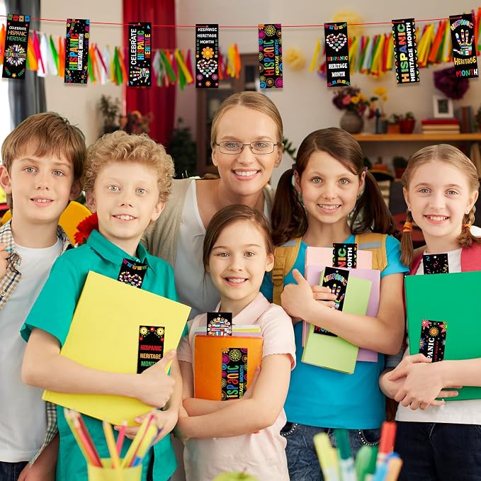 Haooryx Hispanic Heritage Bookmarks - 120 Pcs Latin American Countries Flags Bookmarks Celebrate National Hispanic Heritage Month Book Marks for Student Rewards Classroom Stationery Handout Supplies