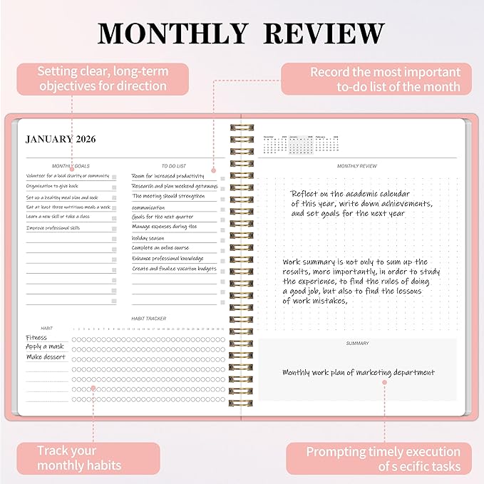 Monthly Planner 2026-2027, 2026 Calendar 24 Months Planner, JAN 2026 - DEC 2027, 7.4"x9.4", Personal Organizer with Monthly Goals, To-Do List, Habit Tracker, 24 Monthes for School Office Home Planning
