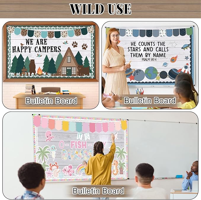 White Wood Bulletin Board Roll Reusable Waterproof Erasable Bulletin Board Fade Resistant Wrinkle Resistant Poster Non-Woven Fabric Bulletin Board Roll for Classroom Decor Wrap Crafts 15.55" x40ft