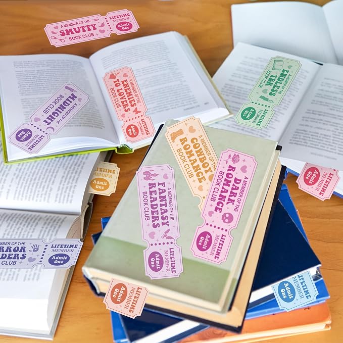 Laffact Colorful Book Club Bookmarks - 120Pcs Funny Ticket Style Reading Tracker, Cowboy Romance Dark Romance Designed Page Marker, Readers Accessory Bookish Gifts for Book Lover School Library Party