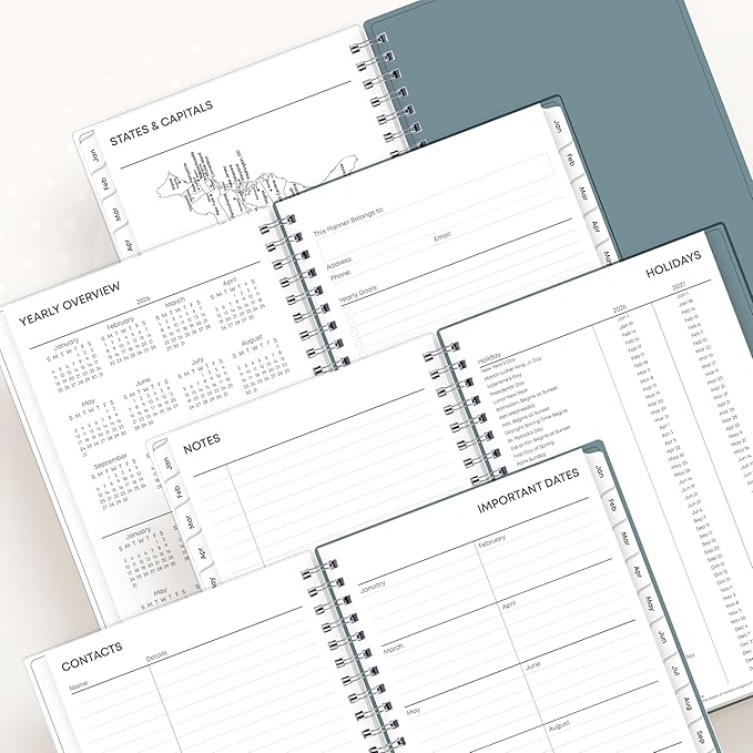 Blue Sky 2026 Weekly and Monthly Planner Calendar, January 2026 - December 2026, 5" x 8", Flexible Frosted Cover, Laminated Tabs, Durable Twin Wire Binding, Amitza