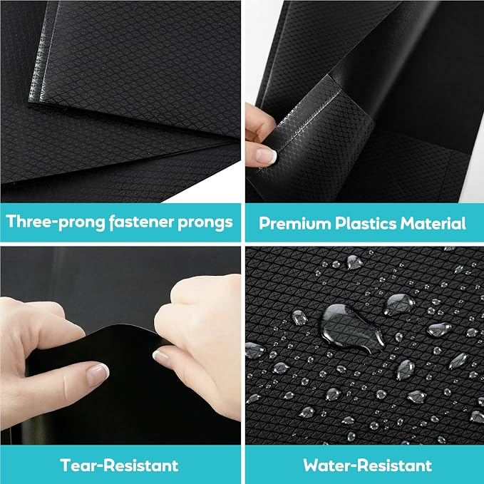 Textured 2 Pocket Folder with 3 Prongs,24 Pack Letter Size 8.5x11, Heavy Duty Textured Folder with Metal Fasteners for School, Office & Business (Black)