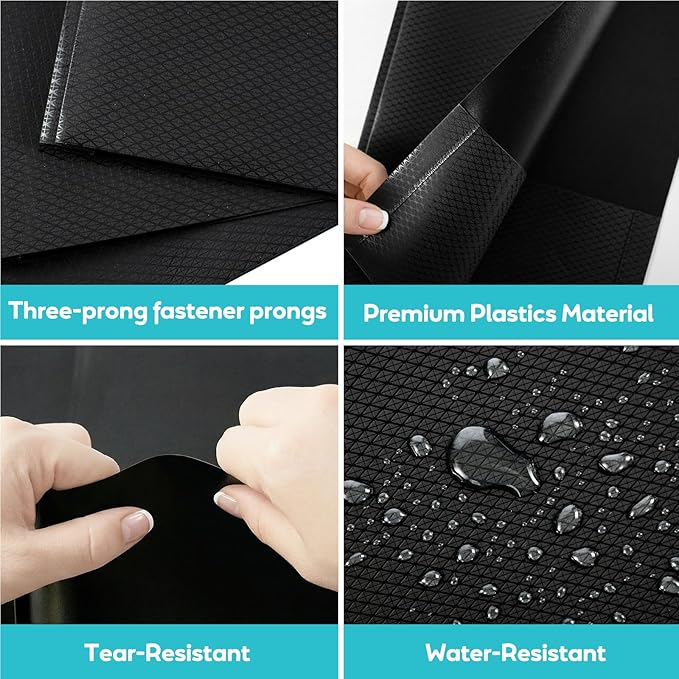 Textured 2 Pocket Folder with 3 Prongs,3 Pack Letter Size 8.5x11, Heavy Duty Textured Folder with Metal Fasteners for School, Office & Business (Black)