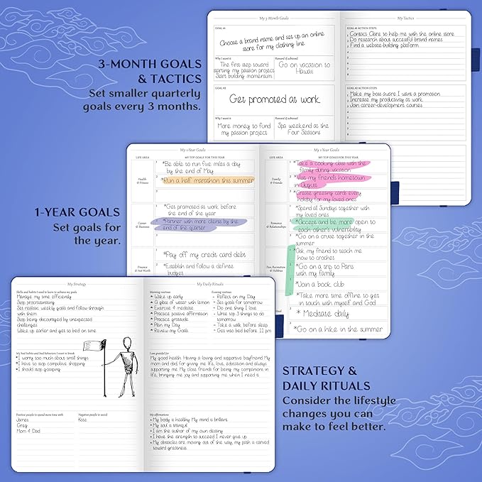 Legend Planner – Undated Weekly & Monthly Life Planner to Hit Your Goals & Live Happier, Organizer Notebook & Productivity Journal, A5 (Royal Blue, Gold)
