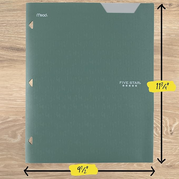Five Star 2-Pocket Plastic Folder with Stay-Put Tabs, Fits 3-Ring Binder, Holds 8.5" x 11" Paper, Assorted Colors, 4 Pack (333420B)