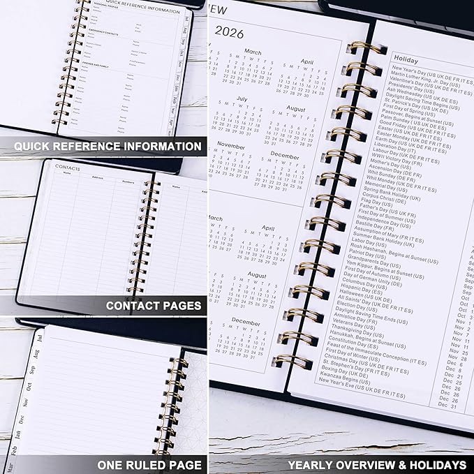 2026-2027 Planner - Weekly & Monthly Planner 2026-2027 with Twin-Wire Binding, July 2026 - June 2027, 6.3" x 8.4", Hardcover with Monthly Tabs, Back Pocket, Thick Paper - Blue