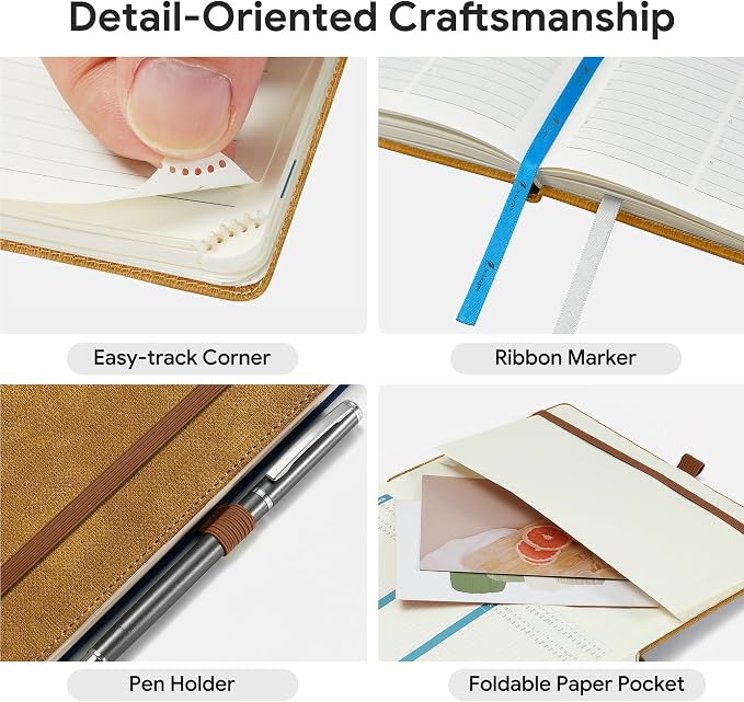 2026-2027 Weekly and Monthly Planner (July 2026–December 2027), 6.5"x3.75", Vertical Layout, 18 Months Agenda with Month Tabs & Pocket, Academic Calendar with Vegan Leather Cover,Caramel