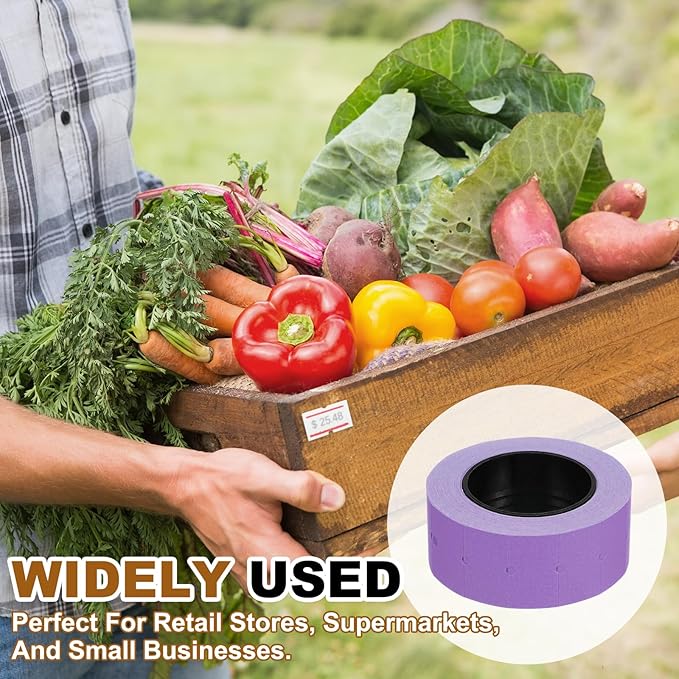 PATIKIL Pricing Labels, 10 Rolls 5000 Price Price Gun Labels Self-Adhesive Rectangular Puzzle Shape Marker Tag Stickers for Date Gun, Purple