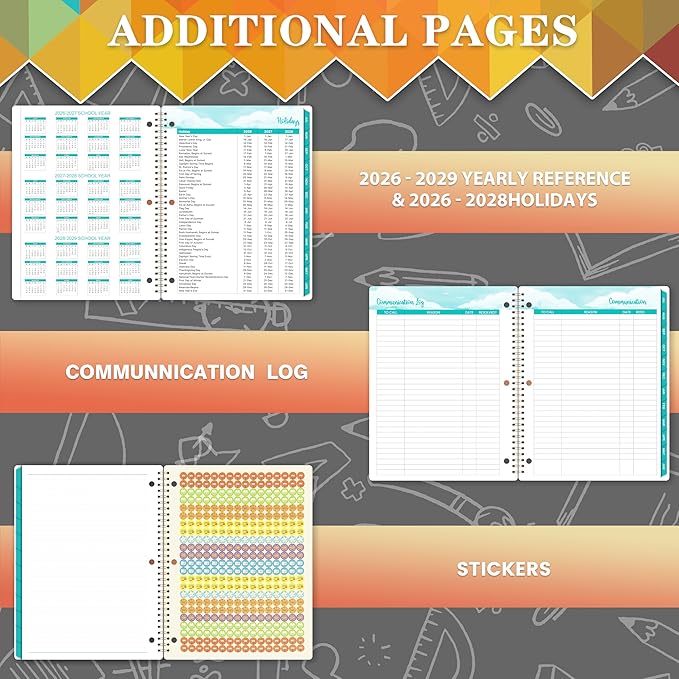 Student Planner 2026-2027 - from Jul 2026 - Jun 2027, 9’’ × 11’’, Academic Weekly Lesson Calendar with 12 Monthly Tabs, Twin-Wire Binding, Stickers, Perfect Organizer