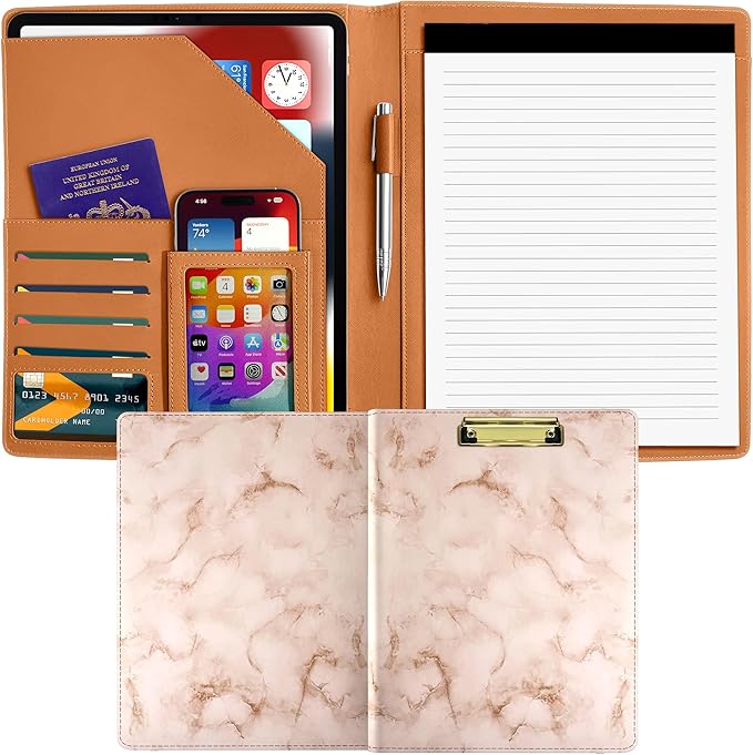 Business Padfolio, Leather Material Modern Padfolio, Business Portfolio Organizer with a Lined Notebook Included.