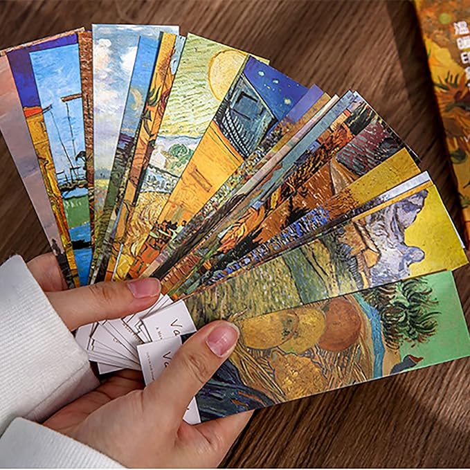 Doraking 30PCS Van Gogh Art Works Paper Bookmarks for Book Lovers, Boxed Famous Print Bookmarks Set (Painting)