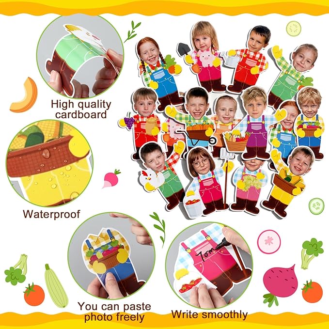 Gersoniel 72 Pcs Kids Farm Classroom Decor Farm Animal Bulletin Board Decoration Back to School DIY Paper Cutouts Farmhouse Cartoon Decoration for Boys Girls Party School Photo Crafts Decor Supplies