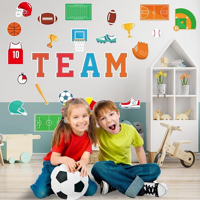 Sports Cutouts Sport Balls Paper Classroom Bulletin Board Decorations Sports Themed Birthday Party Supplies for Toddler Kids Students Classroom