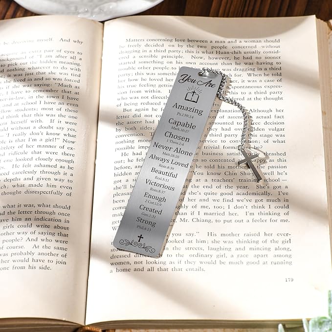 Bible Verse Metal Bookmark - Christian Bookmarks Cross Religious Bible Accessories Inspirational Book Markers Reading Women Birthday Christmas Confirmation Gifts Boys Girls Friends Kids