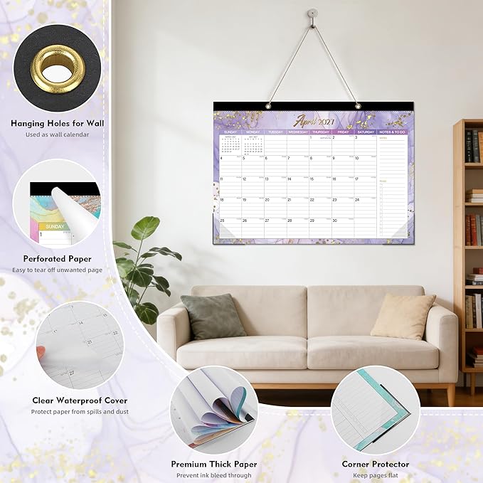 Tcamp Desk Calendar 2026-2027, Large Desktop/Wall Monthly Calendar (Jul. 2026 - Dec. 2027) 17'' x 12'', 18 Months Desk Pad Calendar for Home School Office